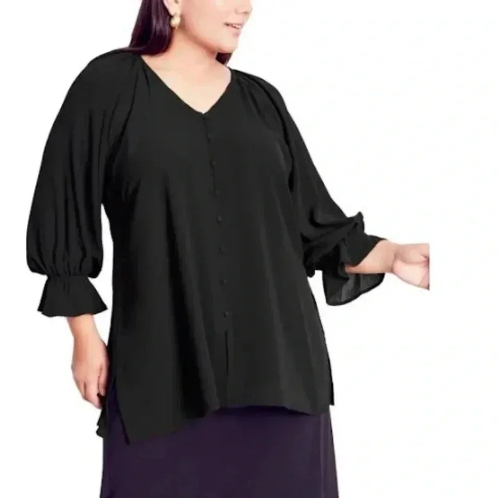 Arna York Plus Crepe Button Down Tunic Top, Size 22/24